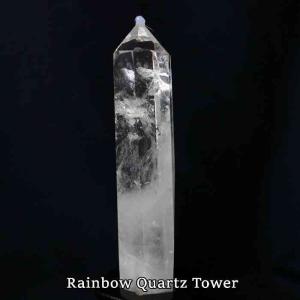 水晶 ポイント 六角柱 虹 台座付き 天然石 浄化 置物 パワーストーン
