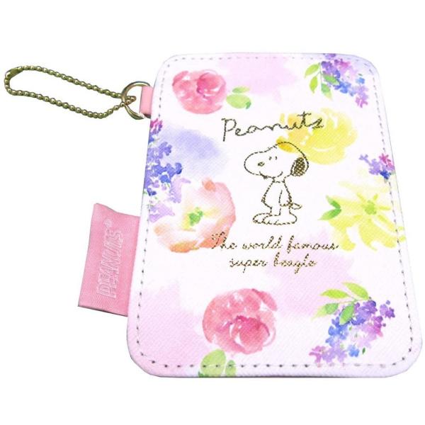 スヌーピー パスケース 定期入れ ブルーム WH SPN-336 花柄水彩 マリモクラフト 新品 未...