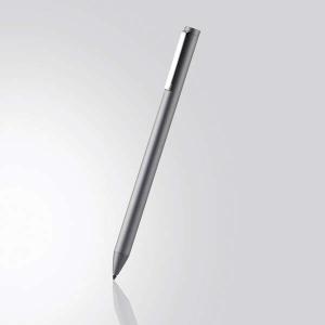 エレコム アクティブスタイラスペン タッチペン 極細 2mm iPad専用 充電式 グレー オートスリープ機能 クリップ付 タブレット 滑らかな操作｜pasoden