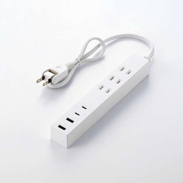 あすつく エレコム 延長コード 電源タップ USBタップ 0.5m ( コンセント 3口 Type-...