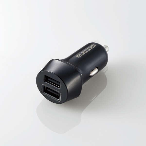 あすつく エレコム シガーソケット カーチャージャー 合計出力12W 2ポート USB A ×2 お...