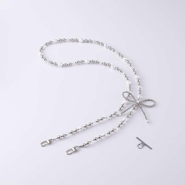 あすつく エレコム スマホストラップ リボンパールビーズ ショルダー 首掛け ストラップホルダーシー...