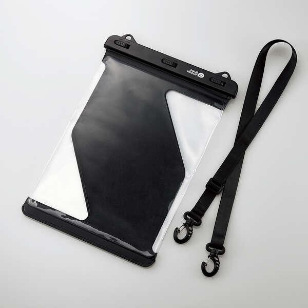 即納 エレコム タブレットケース 防水ケース 汎用 IPX8 ネックストラップ付き 【 iPad A...
