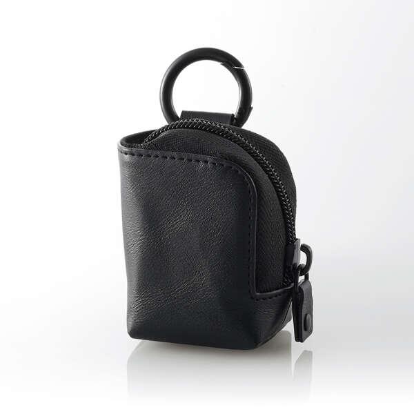 即納 エレコム イヤホンケース ワイヤレスイヤホン ソフトレザー ポーチ カラビナ付き 耐衝撃 L字...