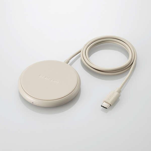 即納 エレコム ワイヤレス充電器 Qi認証 5W 卓上 滑り止めパッド ケーブル一体 おくだけ充電 ...