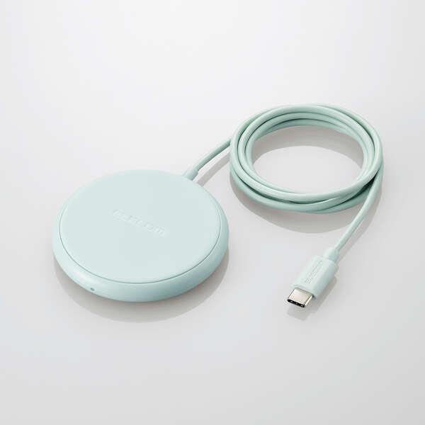 即納 エレコム ワイヤレス充電器 Qi認証 5W 卓上 滑り止めパッド ケーブル一体 おくだけ充電 ...