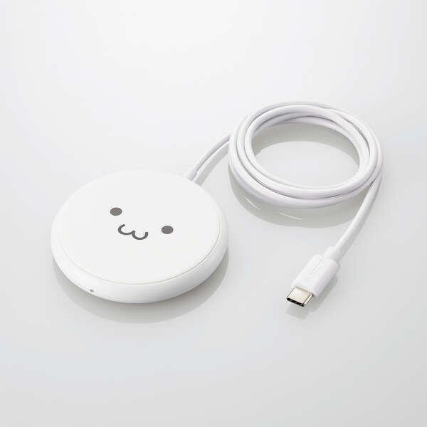 即納 エレコム ワイヤレス充電器 Qi認証 5W 卓上 滑り止めパッド ケーブル一体 おくだけ充電 ...