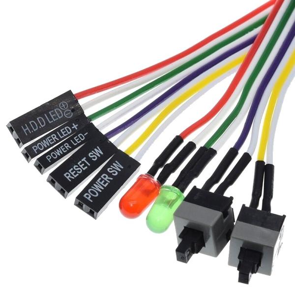 マザーボード フロントパネルコネクタ用 スイッチ ＆ LED一式 電源ボタン/リセットボタン/POW...