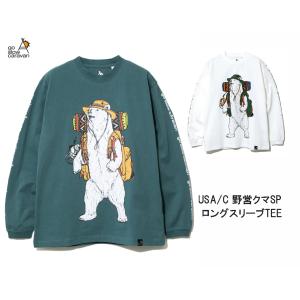 go slow caravan ゴースローキャラバン USAコットン 野営クマ ロングスリーブTEE 391901 ユニセックスサイズ｜passage-store