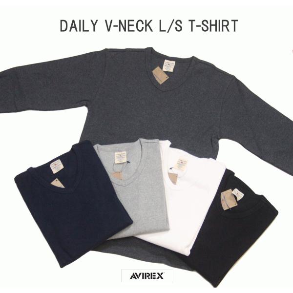 AVIREX アヴィレックス デイリー テレコ Vネック 長袖Tシャツ DAILY V-NECK T...