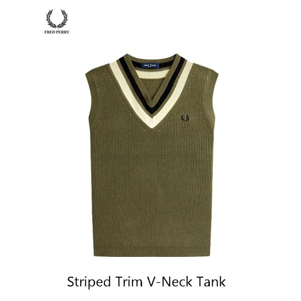 送料無料！FRED PERRY フレッドペリー Striped Trim V-Neck Tank チ...