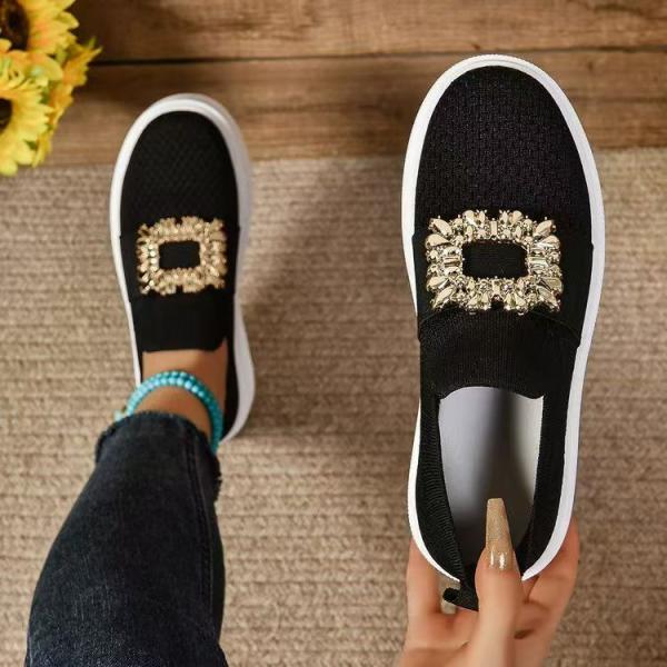 ビジュー 厚底 レディース 疲れない 軽量 ウォーキングシューズ 通勤 幅広 歩きやすい スリッポン...