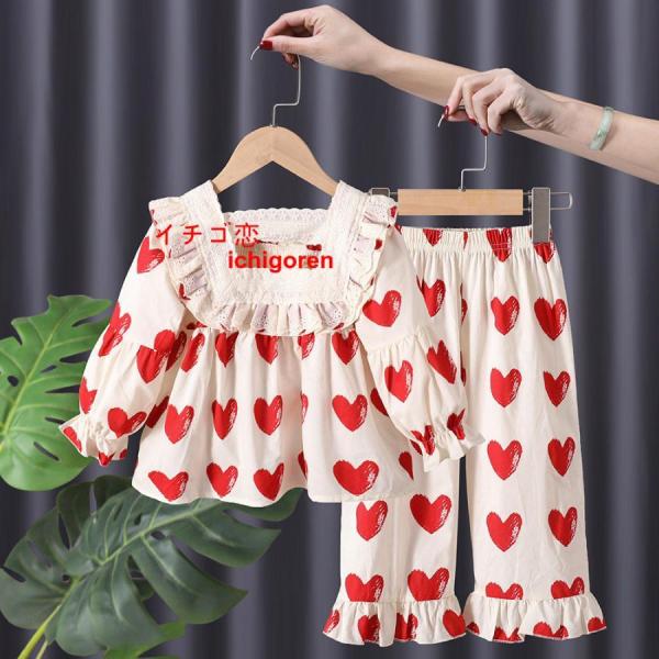 子供用 綿 パジャマ 女の子 ベビー キッズ 春秋新作 長袖 プリンセス 姫系 ルームウェア 部屋着...