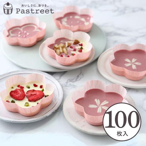 マフィン型 花型 (ピンク) 100枚入 紙製 家庭用 業務用 大容量 カップケーキ型 マフィンカッ...