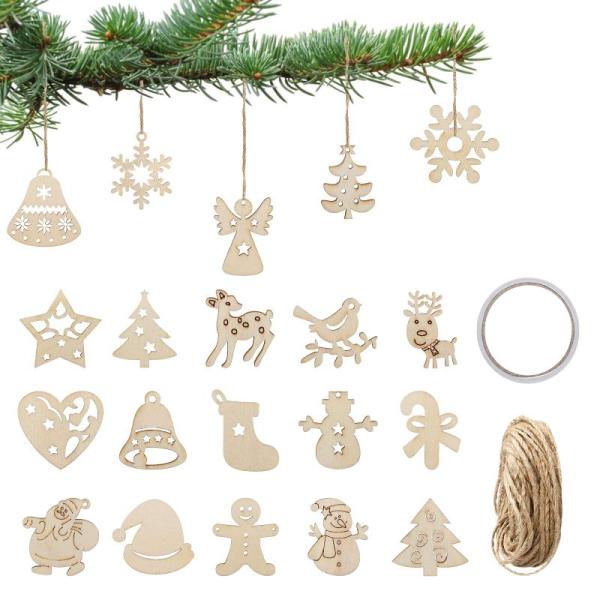 LIHAO クリスマスツリー オーナメント 飾り 100枚セット 木製 北欧 クリスマス オーナメン...