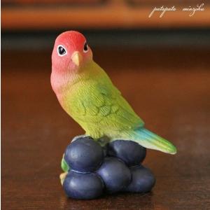 セキセイインコのキス ダイカイ オブジェ セキセイインコ 置物 鳥 小鳥