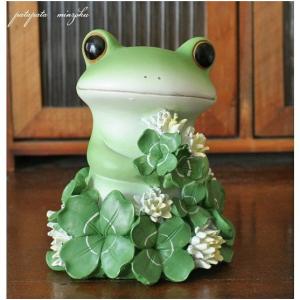 親子4匹 かえる カエル 置物 置き物 雑貨 家族 大理石のオブジェ 石の