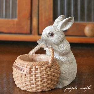 子ぶたと 小 うさぎ の木箱 置物 オブジェ ペン立て 小物入れ 雑貨