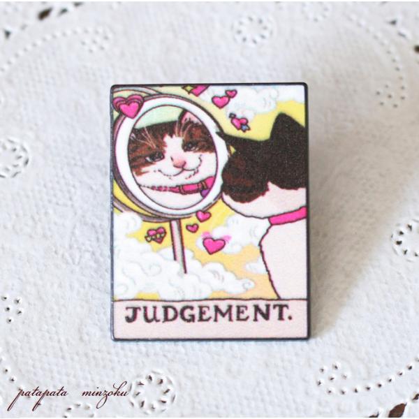 猫のピンバッジ タロットカード ジャッジメント Judgment 猫 バッジ ネコ ねこ 小物 雑貨...