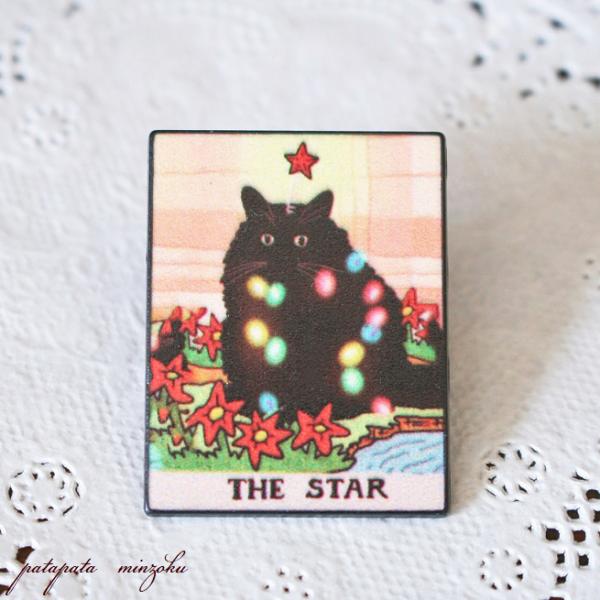 猫のピンバッジ タロットカード 星 THE STAR 猫 バッジ ネコ ねこ 小物 雑貨 ピンズ ブ...