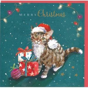 モニタリングクリスマスカード グリーティングカード クリスマスカード 猫のサンタクロース XCD-303