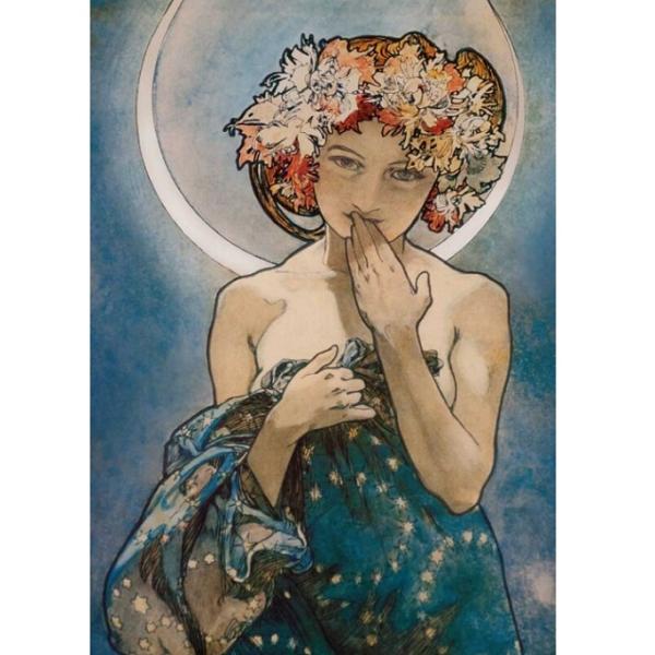 アルフォンス ミュシャ ポストカード Alphonse Mucha 月 月と星 ドイツ製 グリーティ...
