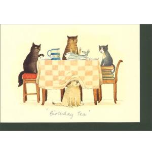 バースデーカード アリソン・フレンド 誕生日のティーパーティー グリーティングカード イギリス 製 ポストカード 絵はがき 猫 ねこ