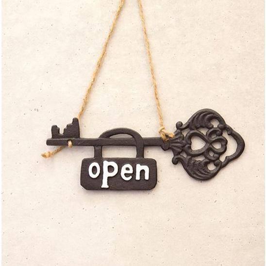オープンキー OPEN KEY OPEN＆CLOSE 両面 プレート コベントアイアン 看板 店舗什...