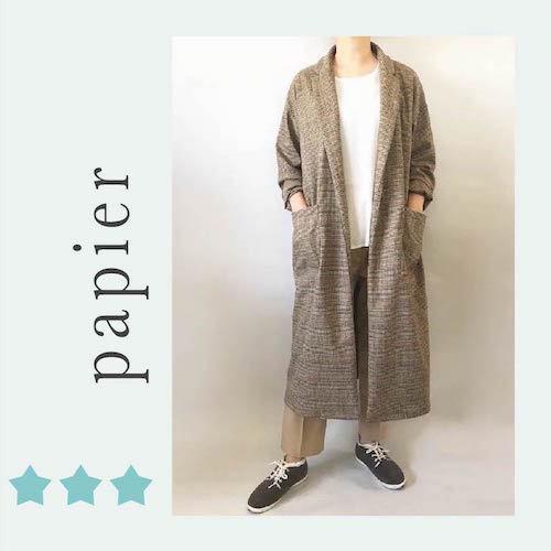 A4印刷型紙　気負わず羽織れてロングシーズンで大活躍!ショップコート表地のみ(7〜17号/ハンドメイ...