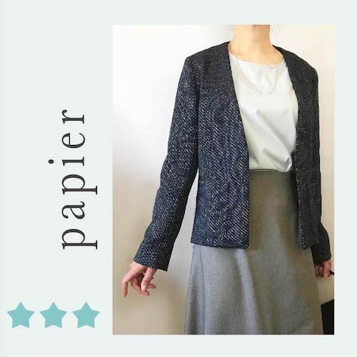 セレモニーシーンに普段使いに着回しできる!　Vカラージャケット表地のみ(7〜17号/ハンドメイド/洋...