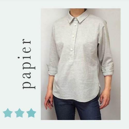 スタンド&amp;シャツカラーブラウス(7〜17号/ハンドメイド/洋裁/ミシン/ソーイング/シャッツ/パピエ...