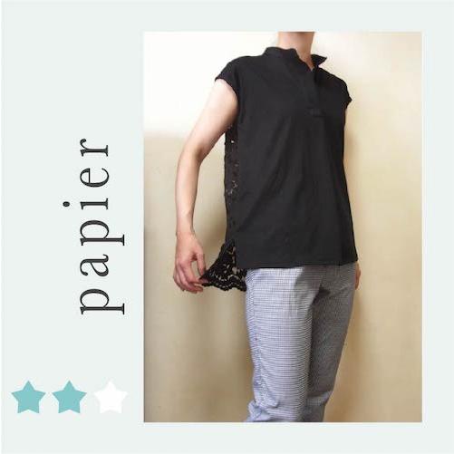 スタンドカラータックブラウス(7〜17号/ハンドメイド/洋裁/ミシン/ソーイング/ブラウス/パピエパ...