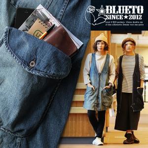 ワンピース ベストワンピース デニム ビッグポケット Aライン (ブルート) BLUETO  40代 50代
