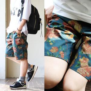 パンツ 夏 ショートパンツ 夏 ハーフパンツ フラワーパターン T/Rツイル地 (レボ) REVO. 40代 50代