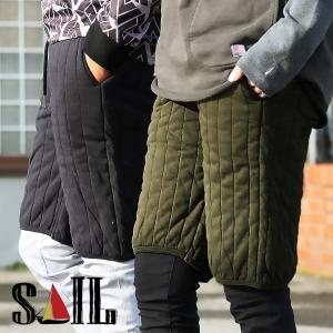 ハーフパンツ ウエストゴム 紐 中綿 ストライプ キルティング 重ね着 防寒 暖かい メンズ レディース  SAIL