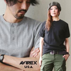 カットソー 半袖 ヘンリーネック ヘビー スパンフライス メンズ レディース インナー (アヴィレックス) AVIREX 春 夏 40代 50代