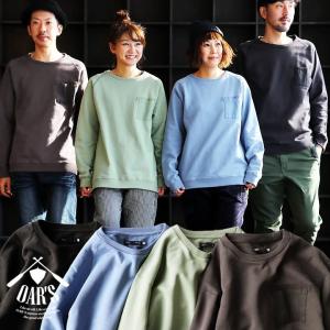 OAR'S トレーナー スウェット 長袖 ラグラン 肉厚 USAコットン 米綿 綿100％ ユーズド加工 活性染め ヘリンボーンリブ