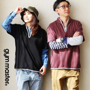 gym master Tシャツ TEE ジップヘンリー プルオーバー 配色パイピング 無地 ブロックインレー カジュアル ヘンリーネック 半袖