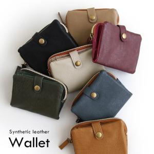 ウォレット 二つ折り財布 合成皮革 カジュアル レディース