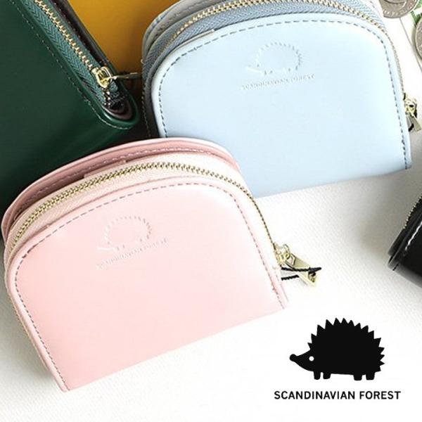 ウォレット 財布 ハーフムーン ジップ ミニ 小銭入れ ハリネズミ PU 合成皮革 多収納 小さい ...