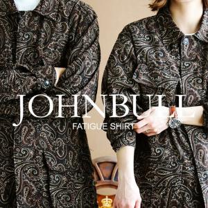 シャツ 長袖 ファティーグ 開襟 綿麻 涼しい 薄手 ペイズリー 総柄 胸ポケット ゆったり 大きい メンズ レディース  Johnbull