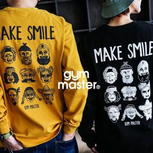 Tシャツ 長袖 クルーネック プリントMAKE SMILE笑顔 バックプリント ナノファイン 制菌 メンズ レディース  gym master｜paty