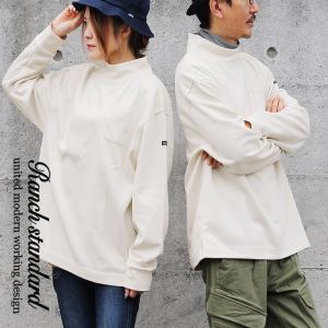 トップス Tシャツ カットソー 長袖 ゆったり 大きいサイズ ルーズシルエット モックネック サイドスリット ポンチ Ranch standard｜paty