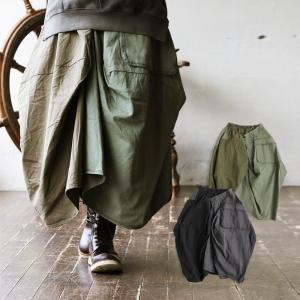 スカート ロング丈 バルーンスカート 変形アシメ ゴム 無地 ヘリンボーン アシンメトリー リメイク風 REEF