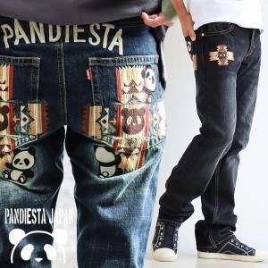 デニム デニムパンツ ストレート ストレートデニム パンツ 5ポケット ネイティブ オルテガ パンダ 熊猫 PANDIESTAJAPAN｜paty