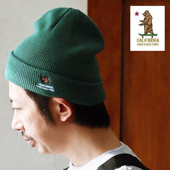 ニット帽 ニットワッチ ニットキャップ 帽子 無地 刺繍 刺しゅう ワンポイント クマ 2WAY P...