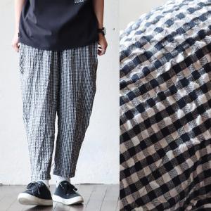 パンツ ワイドパンツ ストレート レディース ギンガムチェック 総柄 裏地付き 薄手 涼しい 通気性 軽い PATY パティ