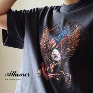 Tシャツ 半袖 レディース クルーネック イーグルプリント 綿100％ コットン MVS天竺 丈夫 パティ Allumer アリュメール｜paty