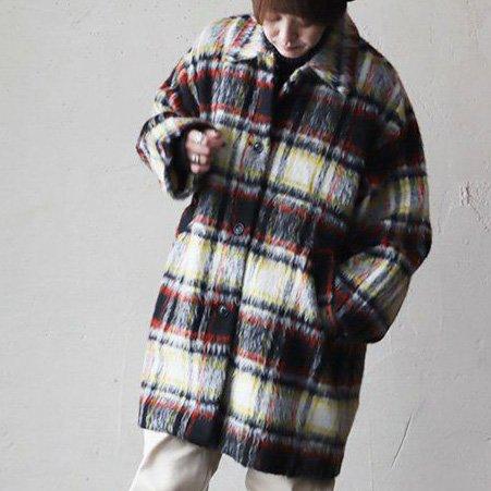 Johnbull ジョンブル チェスターコート コート アウター レディース チェック柄 シャギーボ...