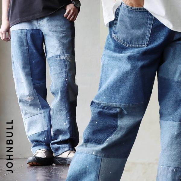 Johnbull ジョンブル パンツ ストレート ストレートパンツ ジーンズ デニム パッチワーク ...